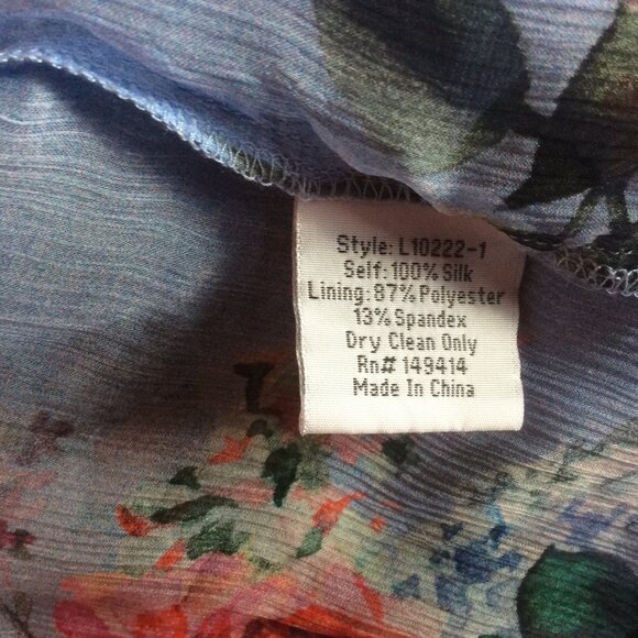 Johnny Was Gisele Silk Floral Boho Semi-sheer Peasant Top w/Babydoll Cami Small - Picture 4 of 7